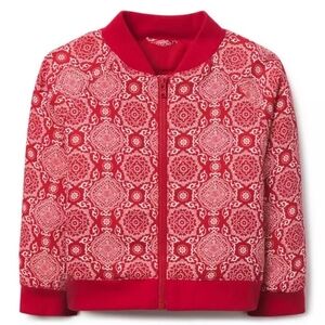 Janie & Jack 18-24 M Juno Valentine Red Bandana Print Full Zip Bomber Jacket